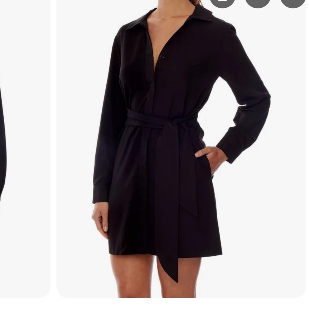 Black Long Sleeve Belted Dress